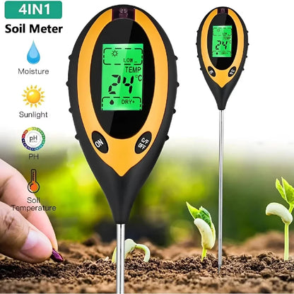 New Soil Ph Meter 4 in 1 PH Light Moisture Acidity Tester Soil Tester Moisture Meter Plant Soil Tester Kit for Flowers