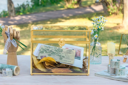 Handmade Vintage Geometric Glass Card Box Organizer Terrarium with Latch for Wedding Reception BR01N2