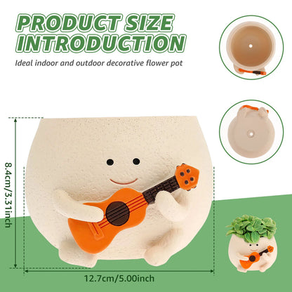 Chair Smile Face Planter Resin Face Flower Pot with Drainage Hole Creative Succulent Flower Pot Home Garden Flower Container