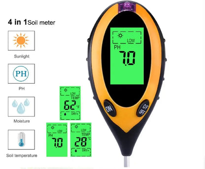 New Soil Ph Meter 4 in 1 PH Light Moisture Acidity Tester Soil Tester Moisture Meter Plant Soil Tester Kit for Flowers