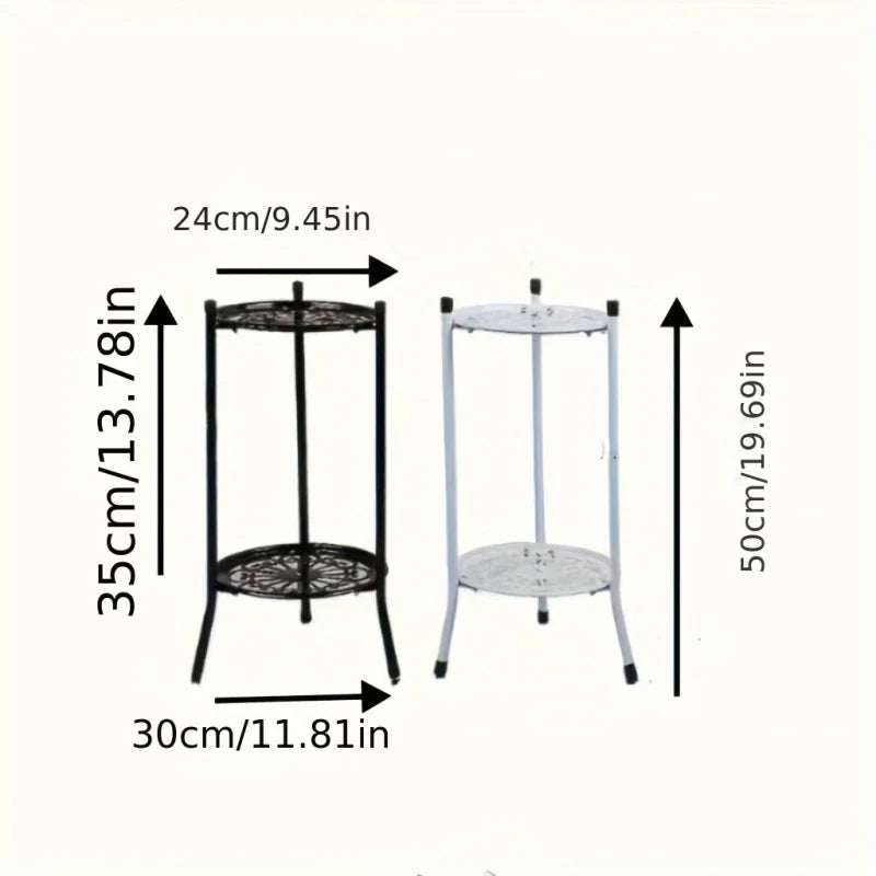 1 Pack, 2-Tiered Tall Plant Stand Metal Plant Shelfsupports Rack for Indoor Outdoor Home Decoration