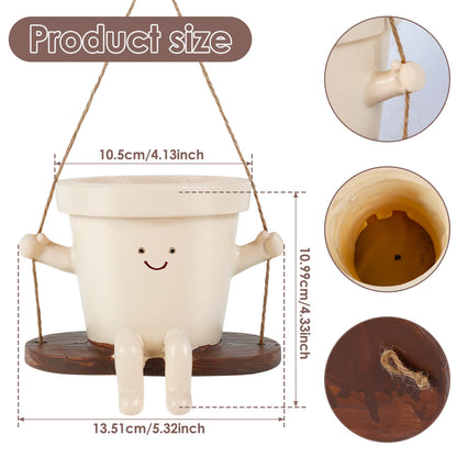 Chair Smile Face Planter Resin Face Flower Pot with Drainage Hole Creative Succulent Flower Pot Home Garden Flower Container