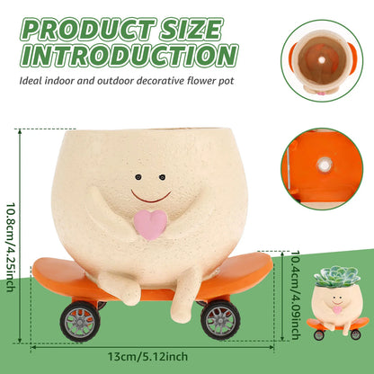 Chair Smile Face Planter Resin Face Flower Pot with Drainage Hole Creative Succulent Flower Pot Home Garden Flower Container