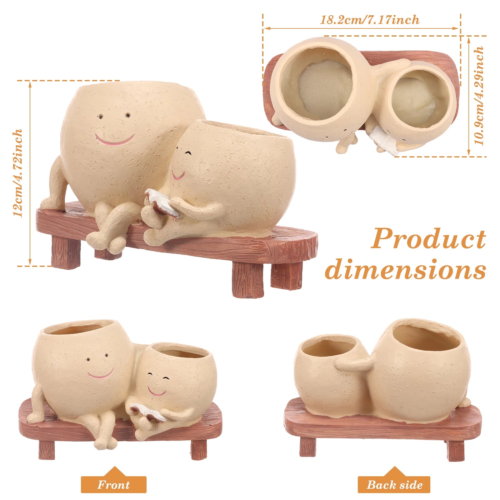 Chair Smile Face Planter Resin Face Flower Pot with Drainage Hole Creative Succulent Flower Pot Home Garden Flower Container