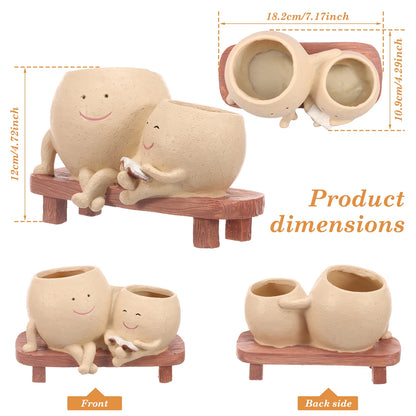 Chair Smile Face Planter Resin Face Flower Pot with Drainage Hole Creative Succulent Flower Pot Home Garden Flower Container