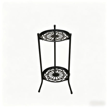 1 Pack, 2-Tiered Tall Plant Stand Metal Plant Shelfsupports Rack for Indoor Outdoor Home Decoration