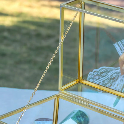 Handmade Vintage Geometric Glass Card Box Organizer Terrarium with Latch for Wedding Reception BR01N2
