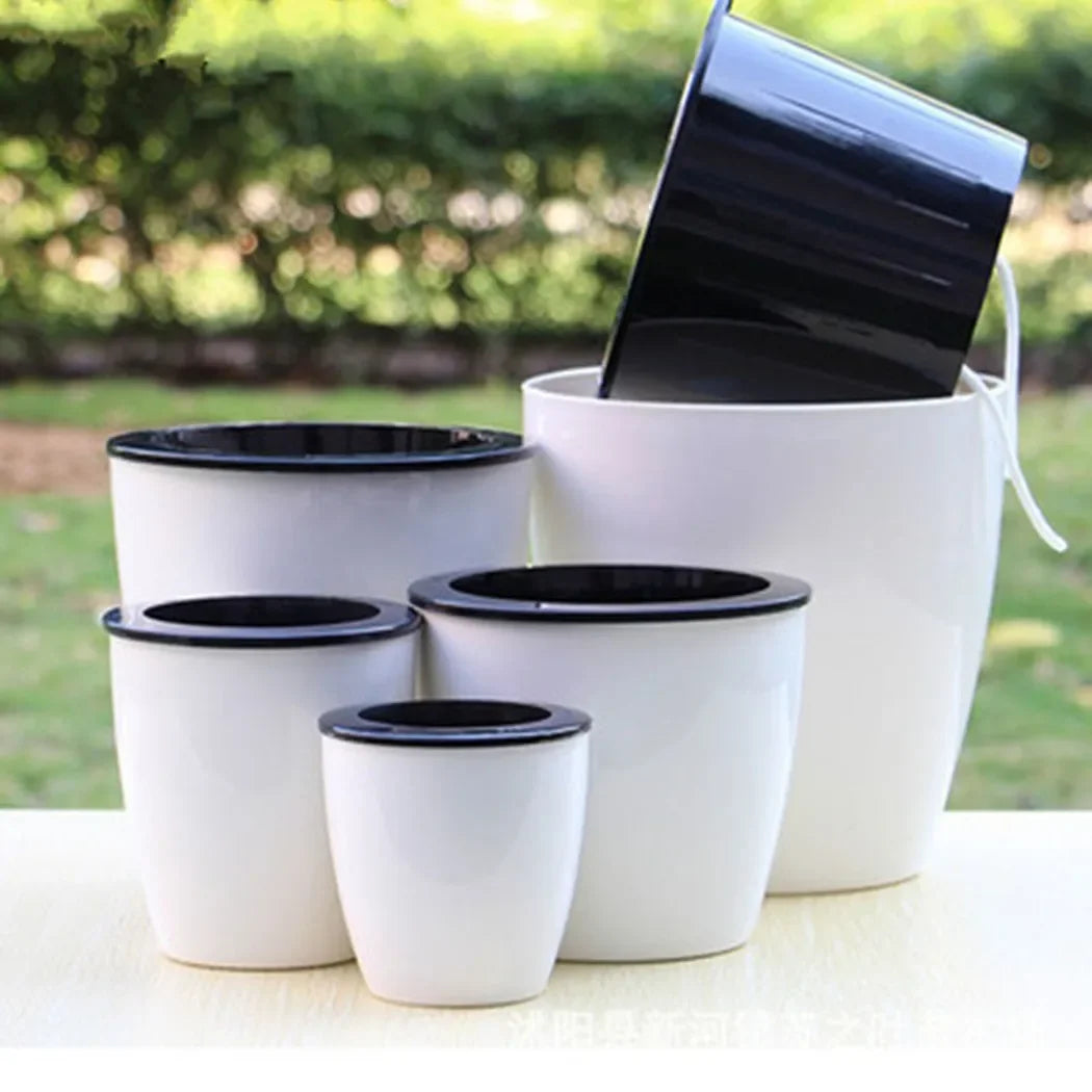 Lazy Flower Pot Self-Watering Plant Flower Pot Planter for Soilless Planting Flowers Tabletop Bonsai Decor Home Garden Supplies