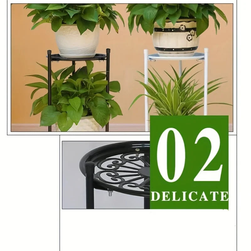 1 Pack, 2-Tiered Tall Plant Stand Metal Plant Shelfsupports Rack for Indoor Outdoor Home Decoration