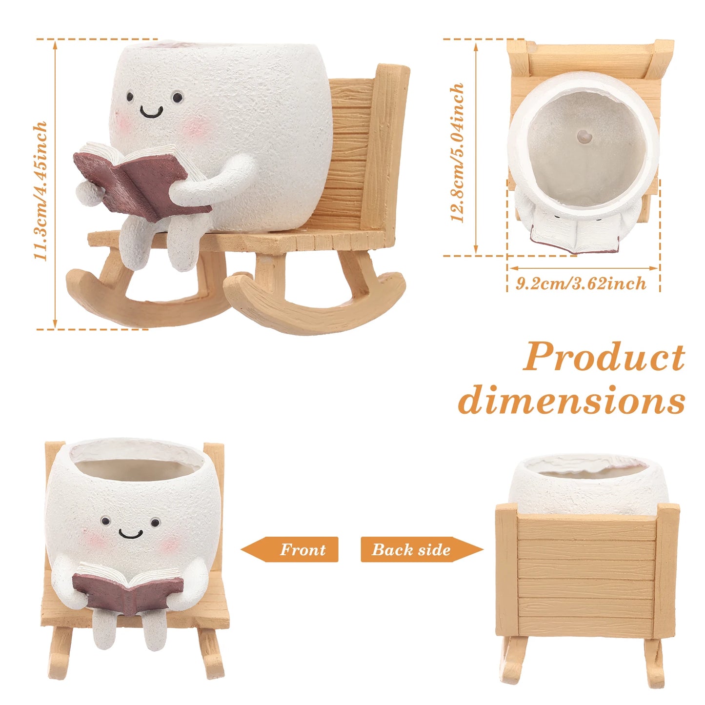 Chair Smile Face Planter Resin Face Flower Pot with Drainage Hole Creative Succulent Flower Pot Home Garden Flower Container