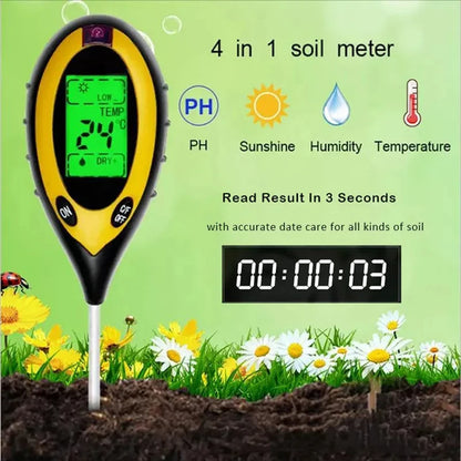 New Soil Ph Meter 4 in 1 PH Light Moisture Acidity Tester Soil Tester Moisture Meter Plant Soil Tester Kit for Flowers