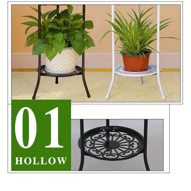 1 Pack, 2-Tiered Tall Plant Stand Metal Plant Shelfsupports Rack for Indoor Outdoor Home Decoration